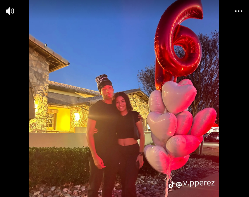 Karmelo Anthony and his girlfriend are pictured together during a celebration in another image included in the slideshow she shared in support of him. | Source: TikTok/v.pperezz