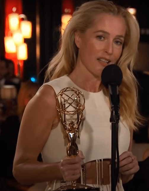 Actress Gillian Anderson pictured during her acceptance at the 73rd Emmy Awards, 2021, Los Angeles, California. | Photo: Youtube/Television Academy