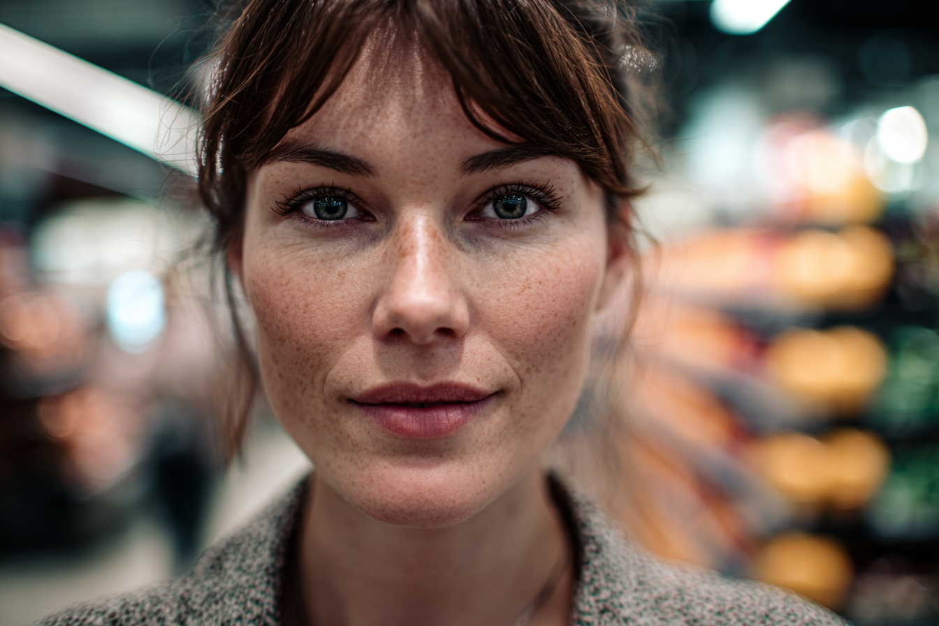 A woman looking straight ahead | Source: Midjourney