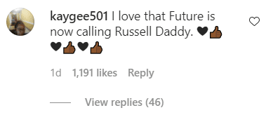 A comment on Russell Wilson's post on Instagram | Photo: Instagram/russellwilson
