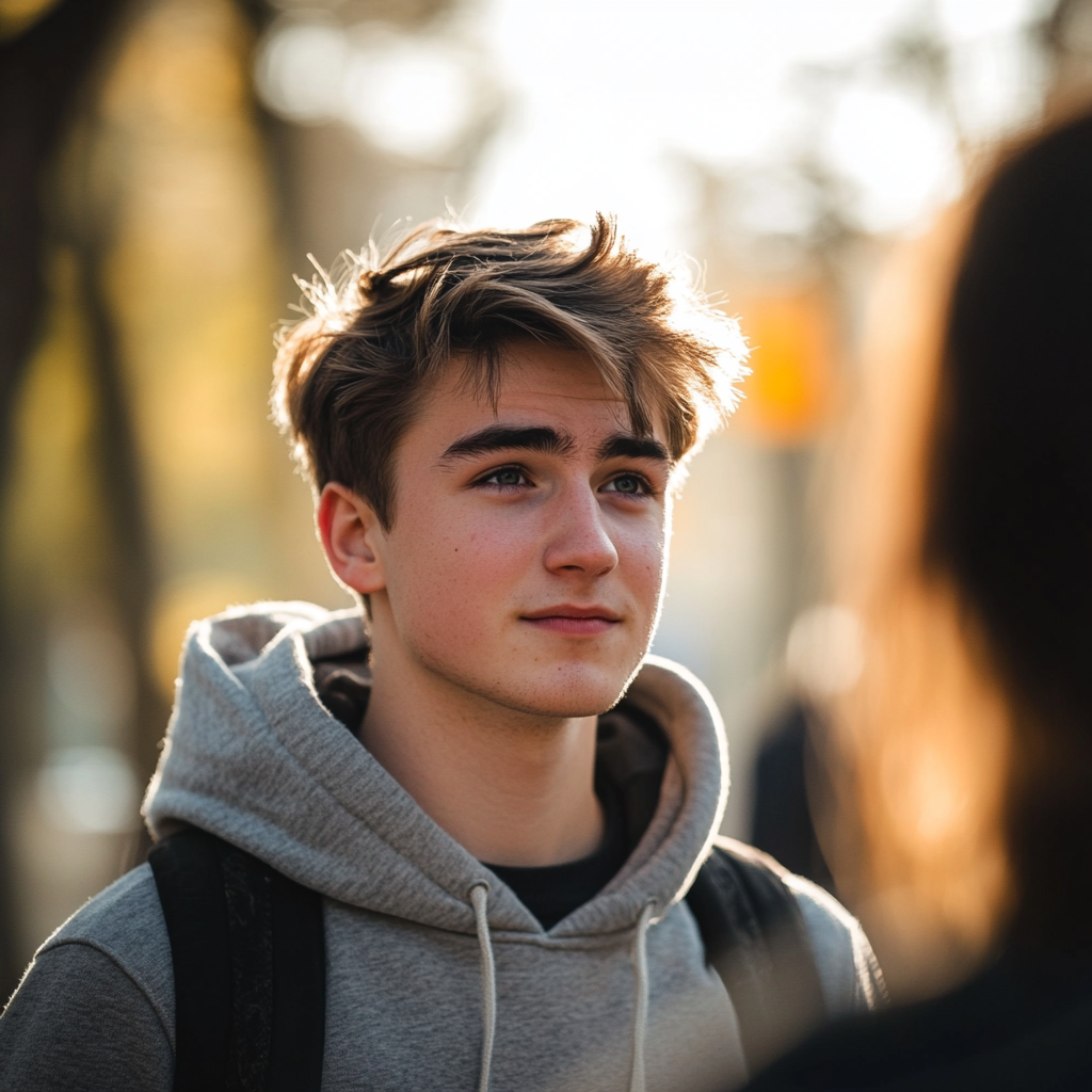 A confident young man looking at someone | Source: Midjourney