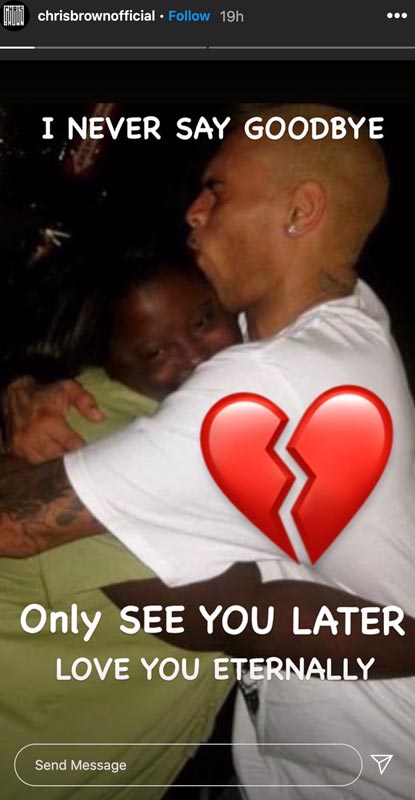 A screenshot of Chris Brown's Instagram Story hugging DeOndra Dixon | Source: Instagram.com/chrisbrownofficial