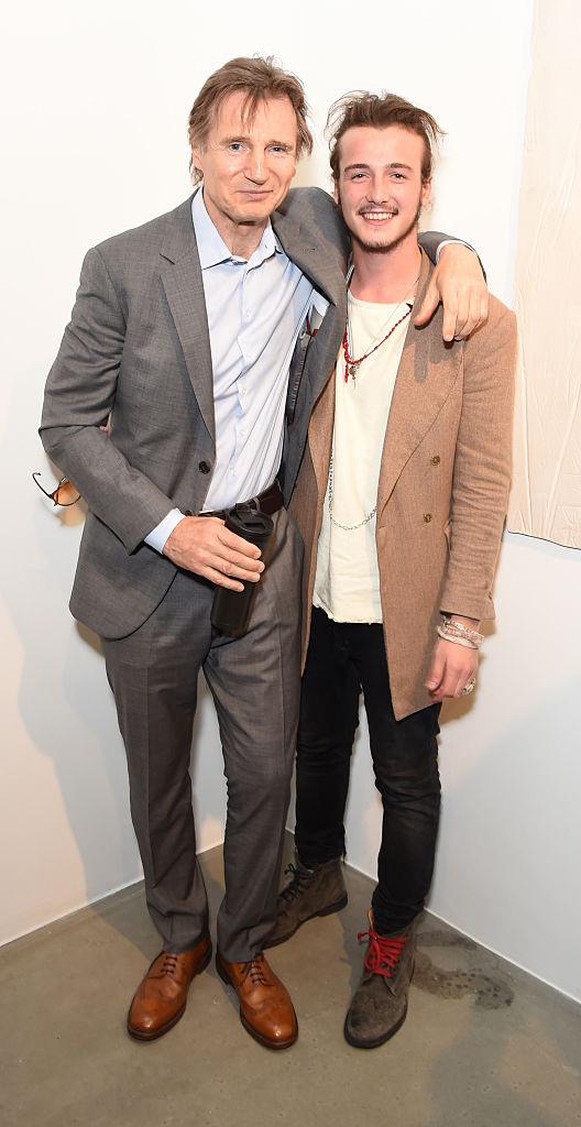 Liam Neeson (L) and son Micheal Neeson attend the Maison Mais Non launch party as Micheal Neeson launches fashion gallery in Soho on June 2, 2015, in London, England | Source: Getty Images