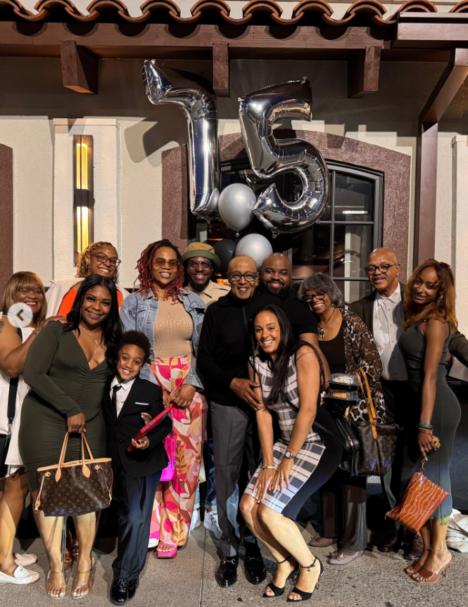 Peabo Bryson poses with family and loved ones during his 75th birthday celebration in April 2026. The singer later shared photos from the gathering on social media, giving fans a rare look at the family members who remained closest to him in his final months. | Source: Instagram/peabobryson2