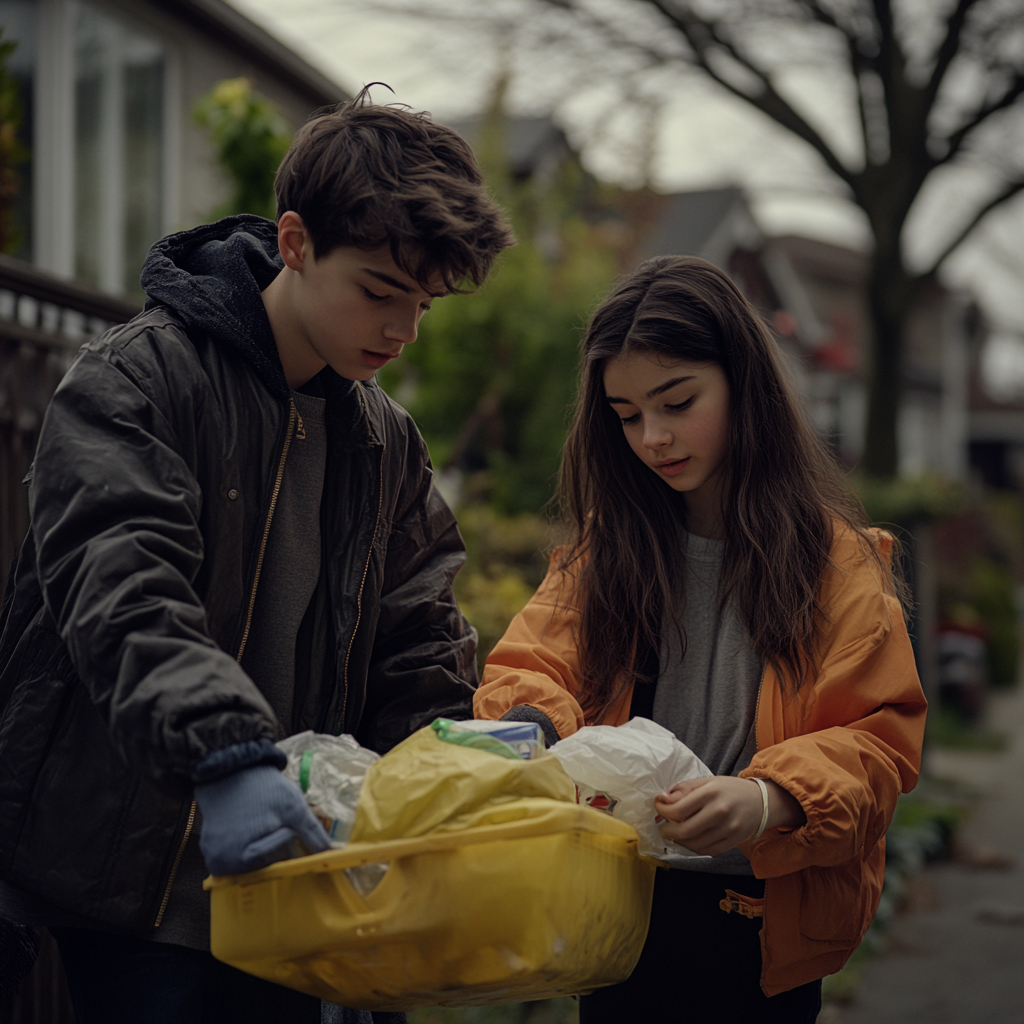 Teenage kids picking up trash | Source: Midjourney