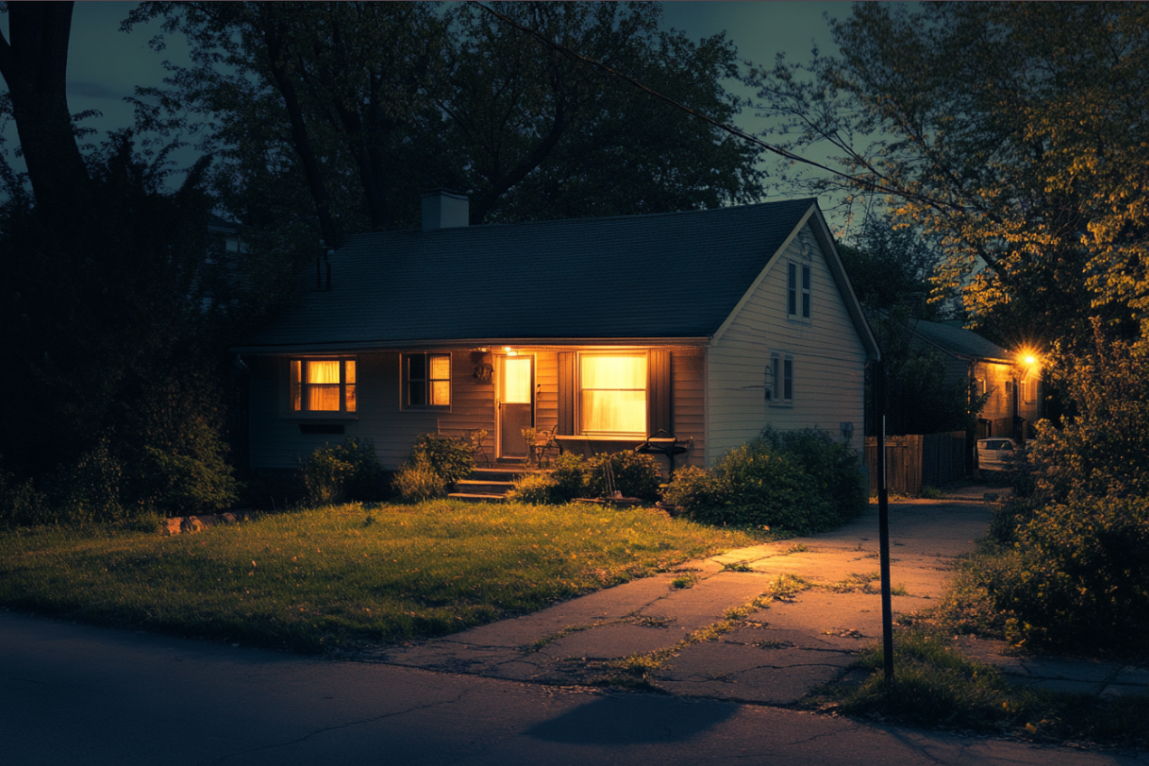 A house at night | Source: Midjourney