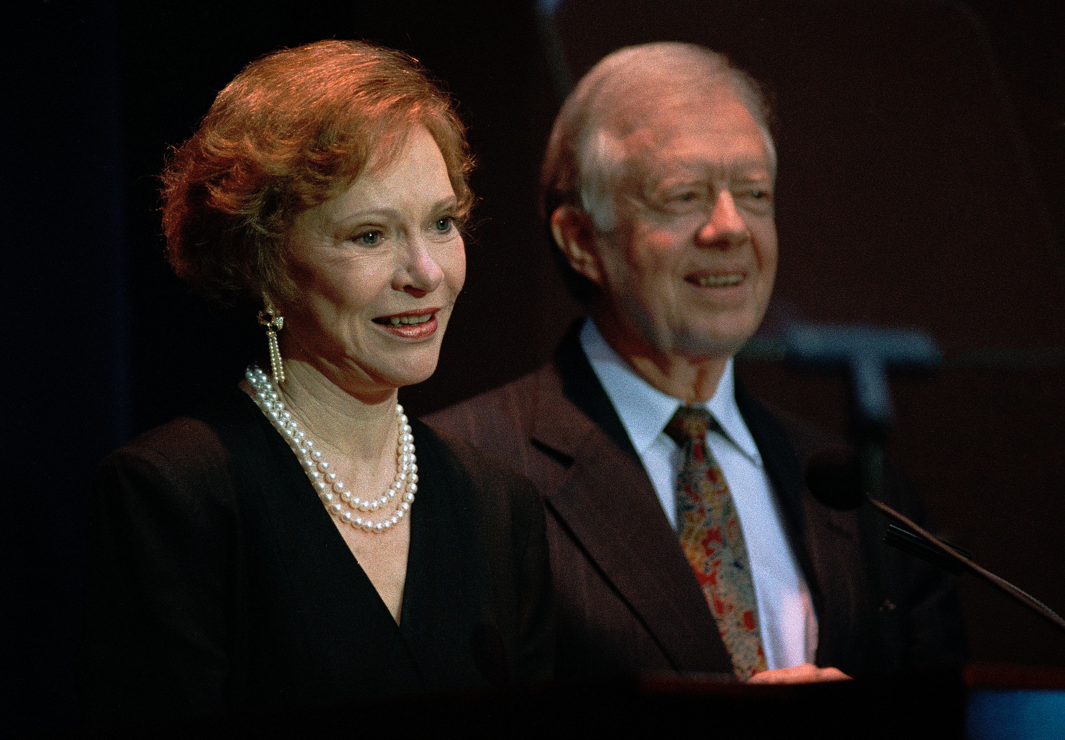 Rosalynn Carter and Jimmy Carter during the former president's surprise 70th birthday party at The Carter Presidential Center in Atlanta Georgia in October 1994 | Source: Getty Images