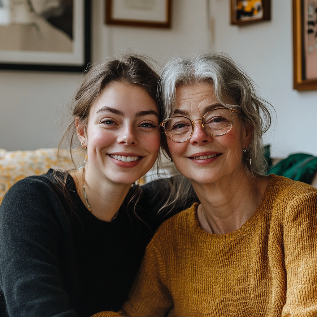 A woman pictured with her grandma | Source: Midjourney