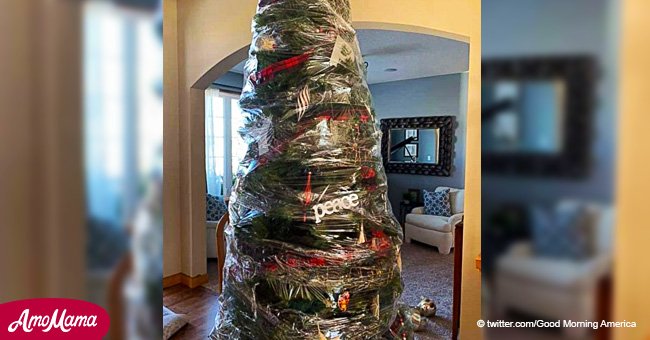 Mom has a genius idea to save herself from decorating another Christmas tree next year