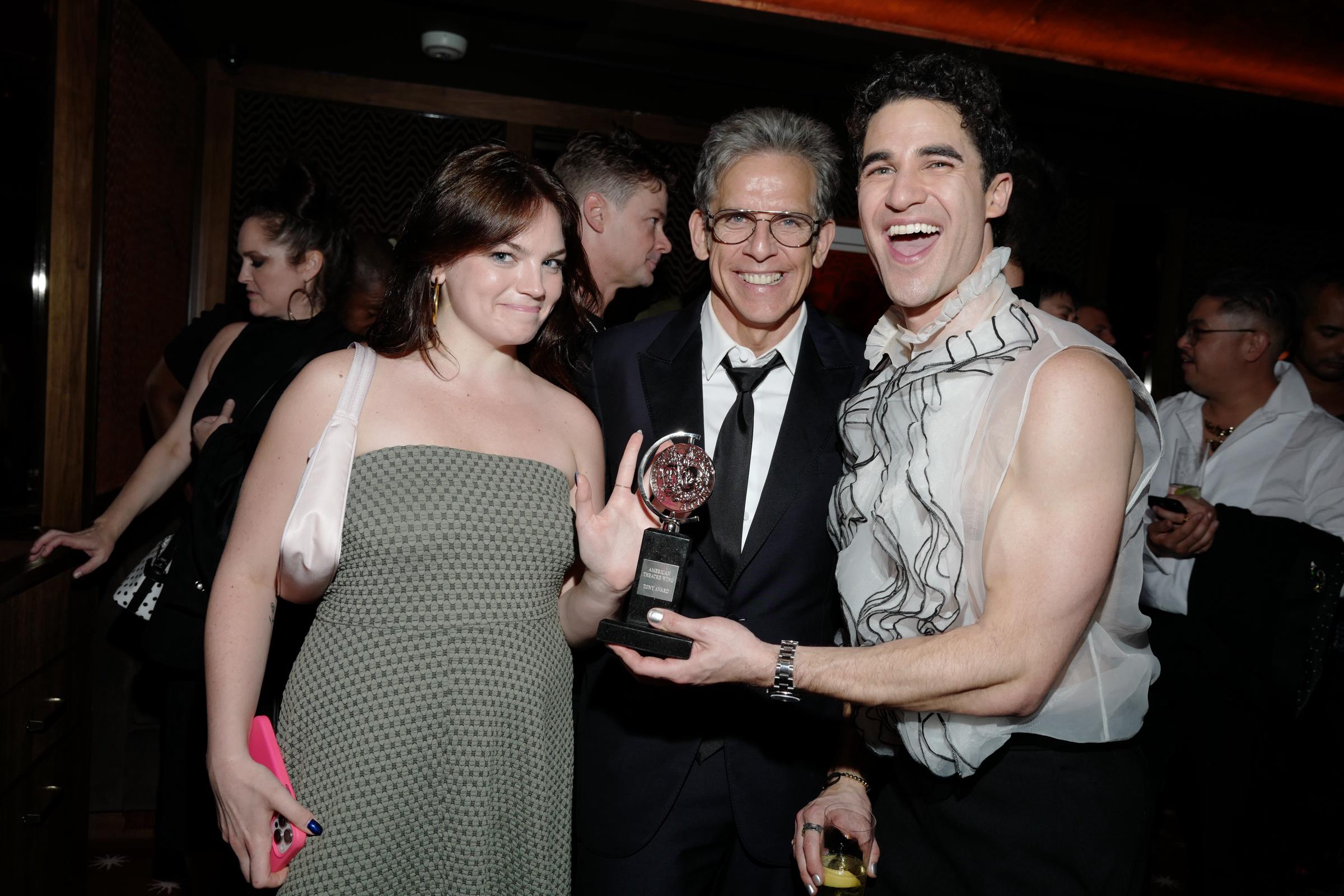 Ella and her father Ben Stiller are with Darren Criss at the 3rd Annual Tony Awards After After Party co-hosted by Darren Criss & Julianne Hough at Crane Club in New York on June 8, 2025 | Source: Getty Images