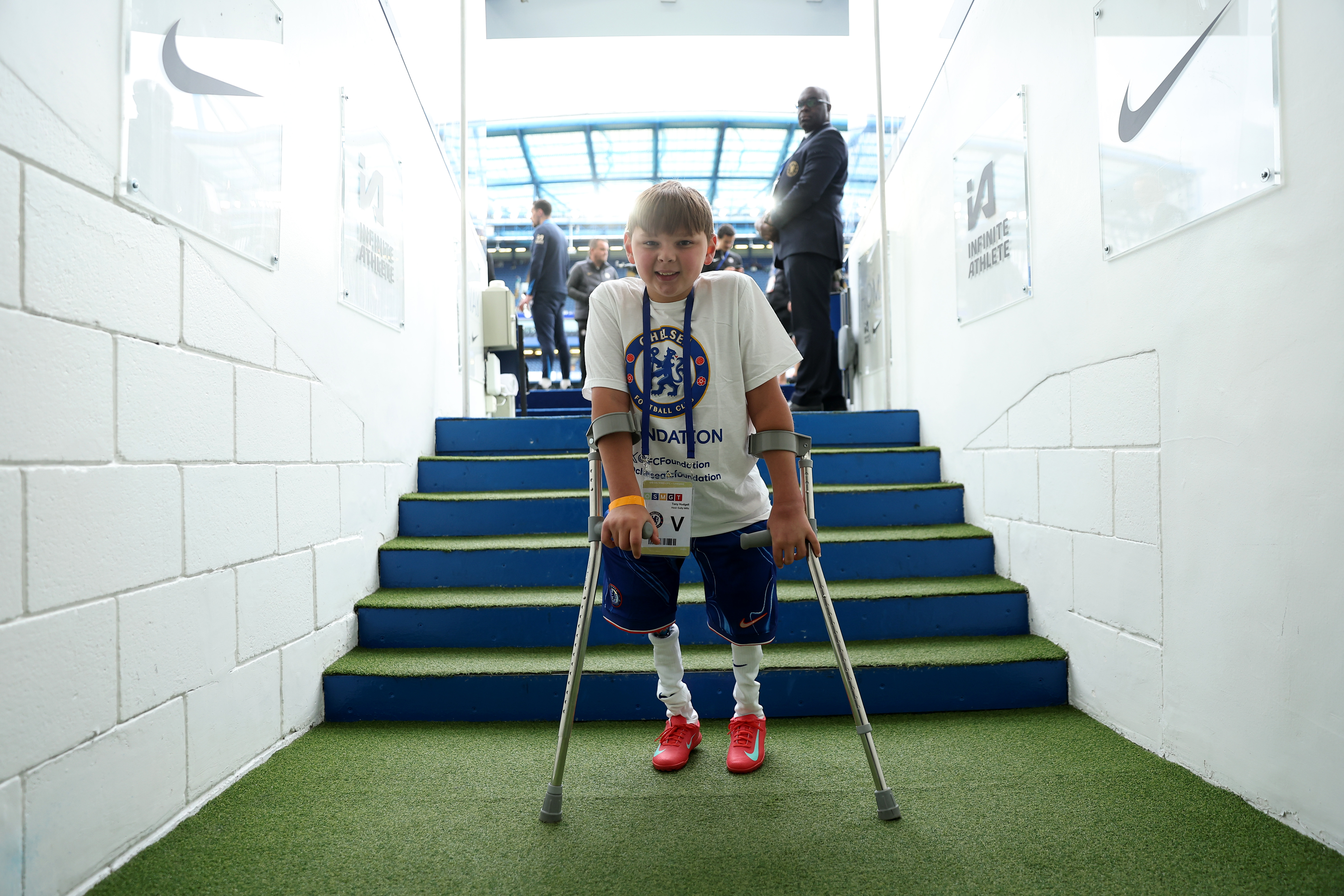 Tony Hudgell inside Stamford Bridge prior to the Premier League match between Chelsea FC and Liverpool FC on 4 May 2025 in London, England. | Source: Getty Images