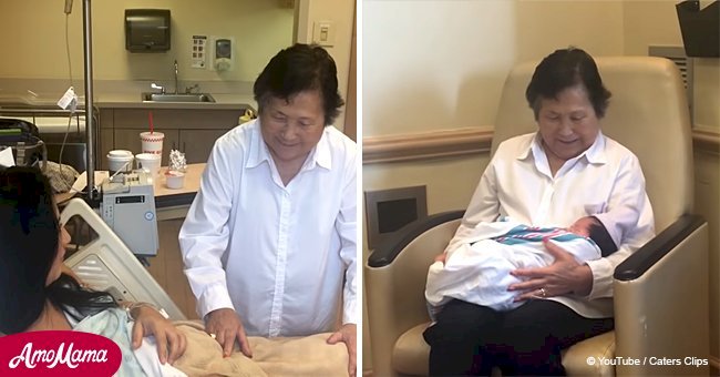 Granny with Alzheimer's surprised each time she re-meets her newborn granddaughter
