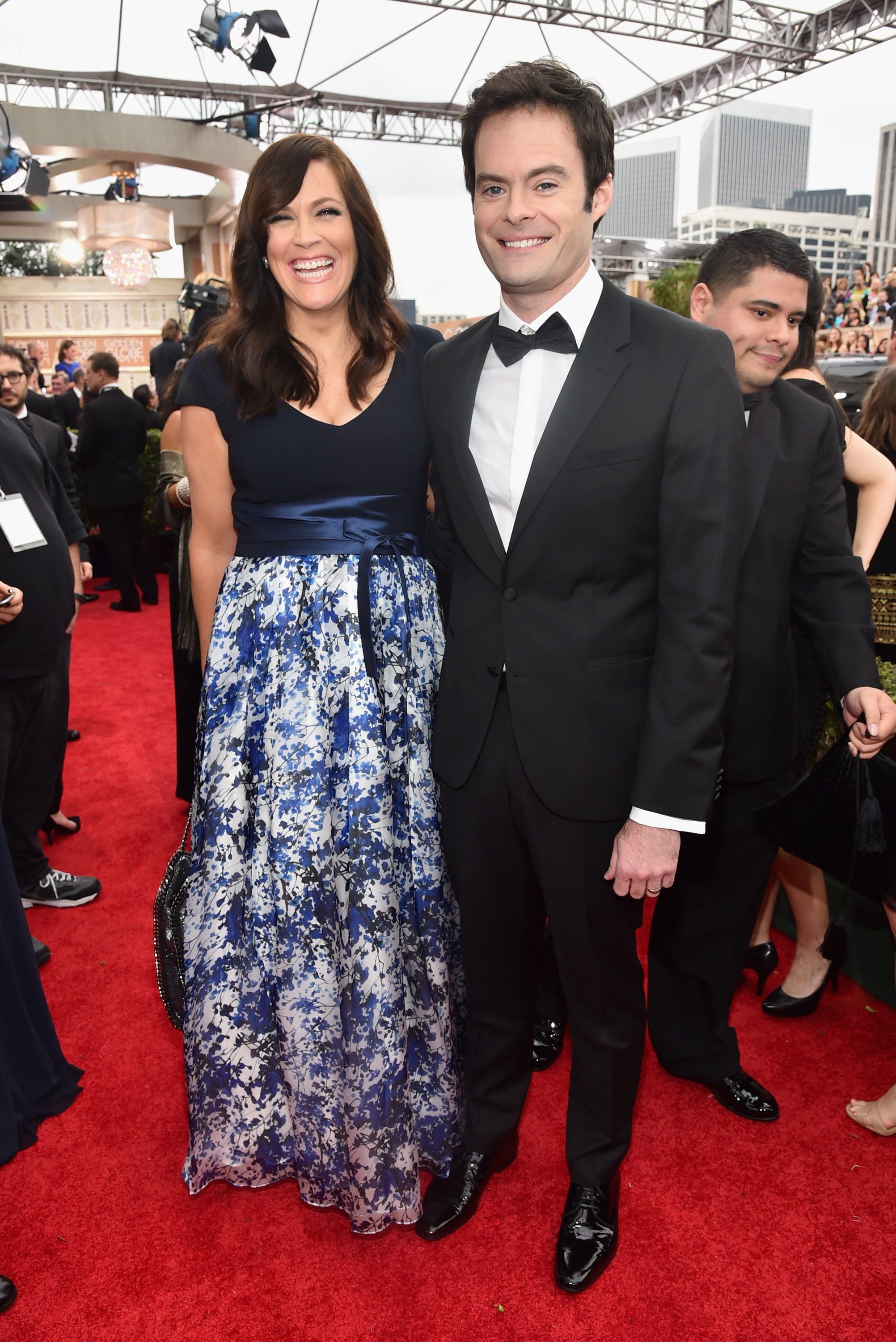 Maggie Carey and Bill Hader attend the 72nd Annual Golden Globe Awards on January 11, 2015, in Beverly Hilton Hotel. | Source: Getty Images