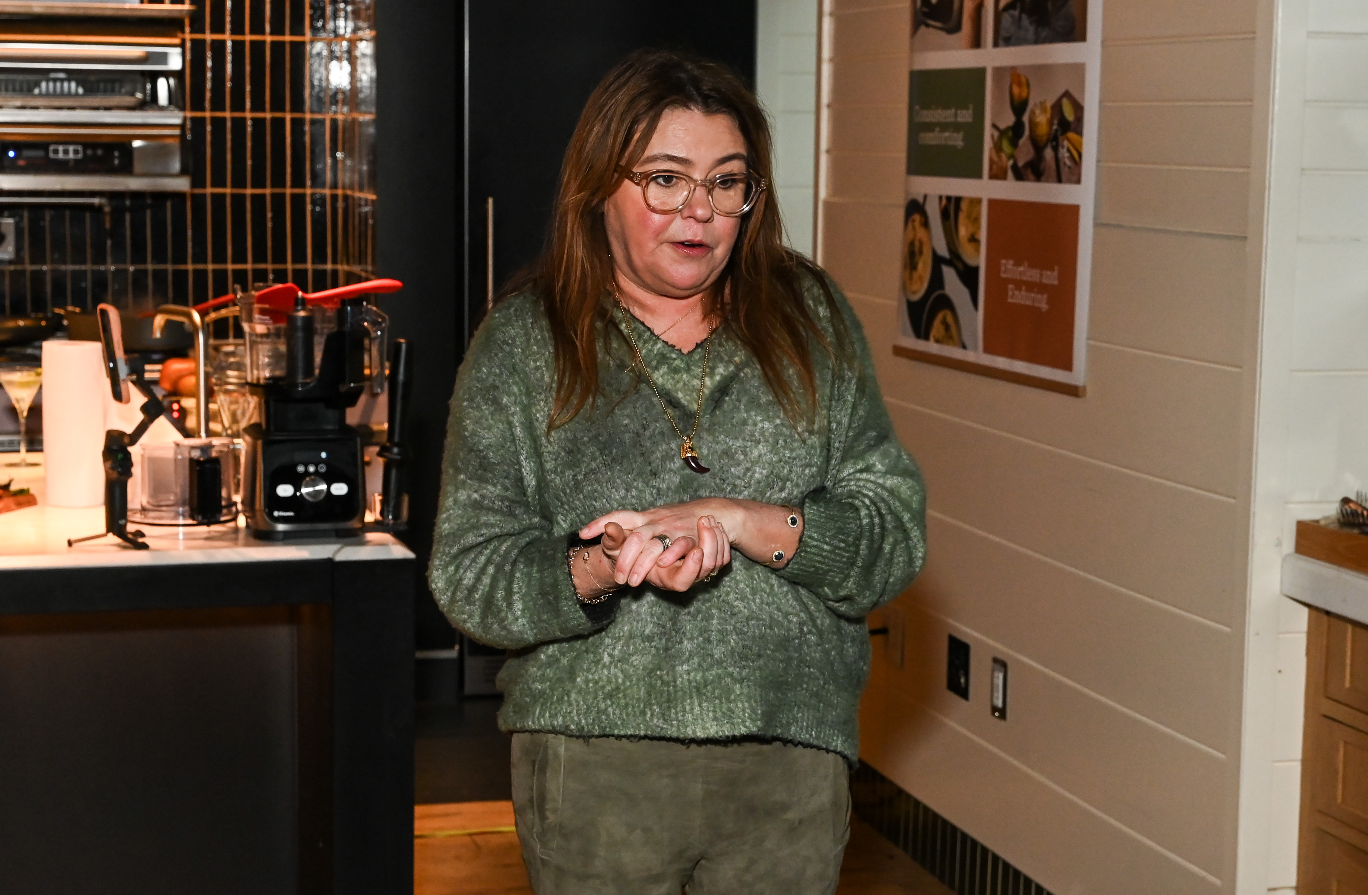 Rachael Ray gestures while presenting at the Vitamix Event Series during the NYC Wine & Food Festival on October 19, 2025 | Source: Getty Images
