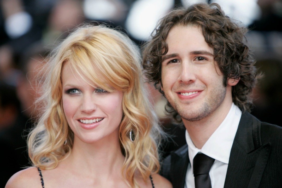Actress January Jones and musician Josh Groban at the Closing Ceremony and premiere of "Chromophobia" at the Palais during the 58th International Film Festival May 21, 2005 in Cannes, France. | Source: Getty Images