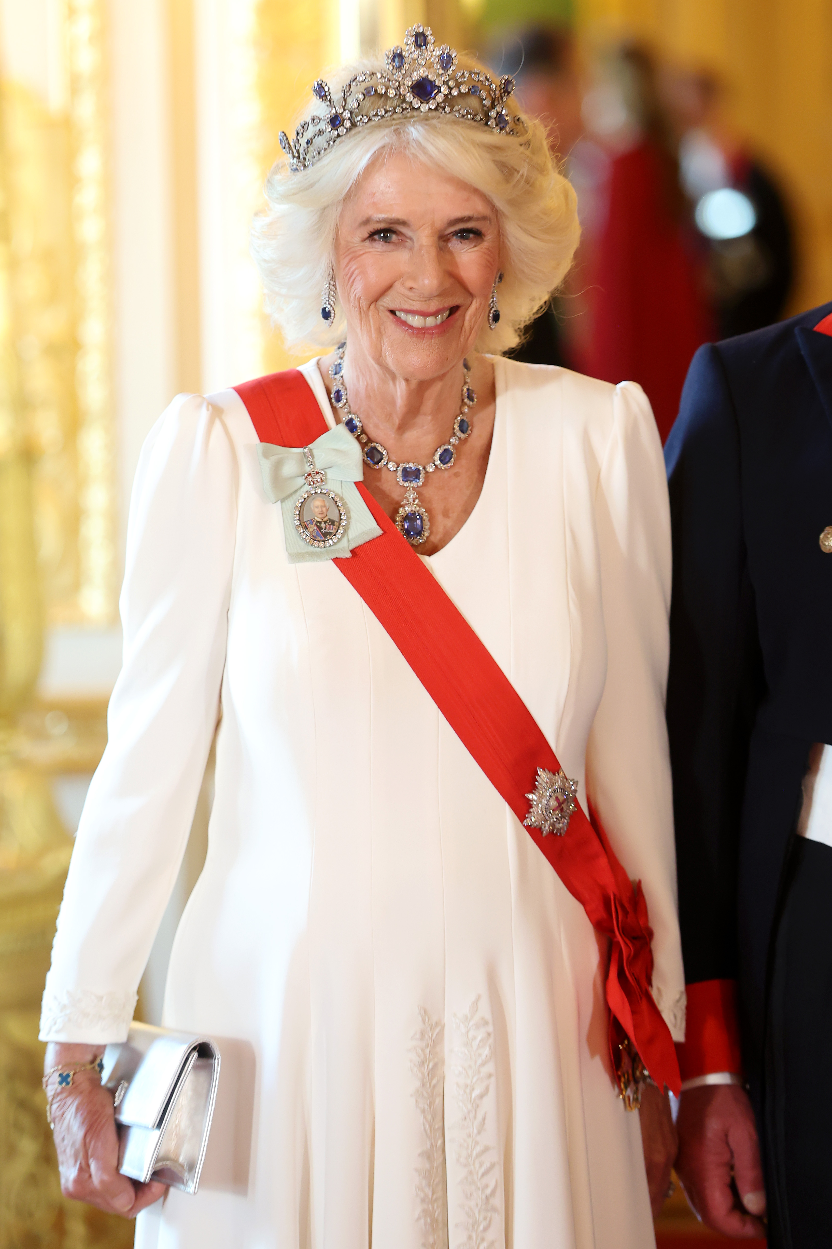 Queen Camilla at the State Banquet at Windsor Castle on July 8, 2025, in England. | Source: Getty Images