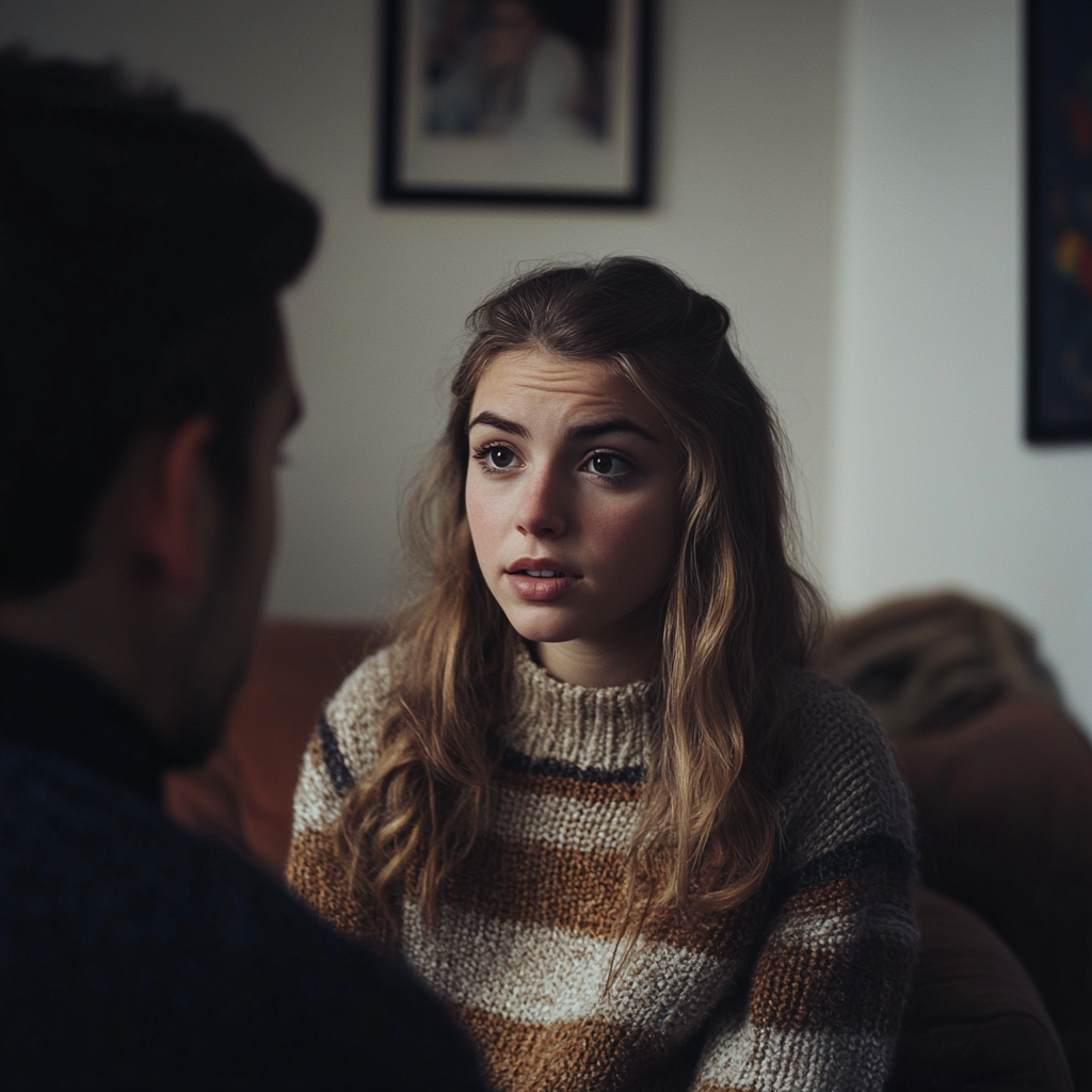 A woman talking to her husband | Source: Midjourney