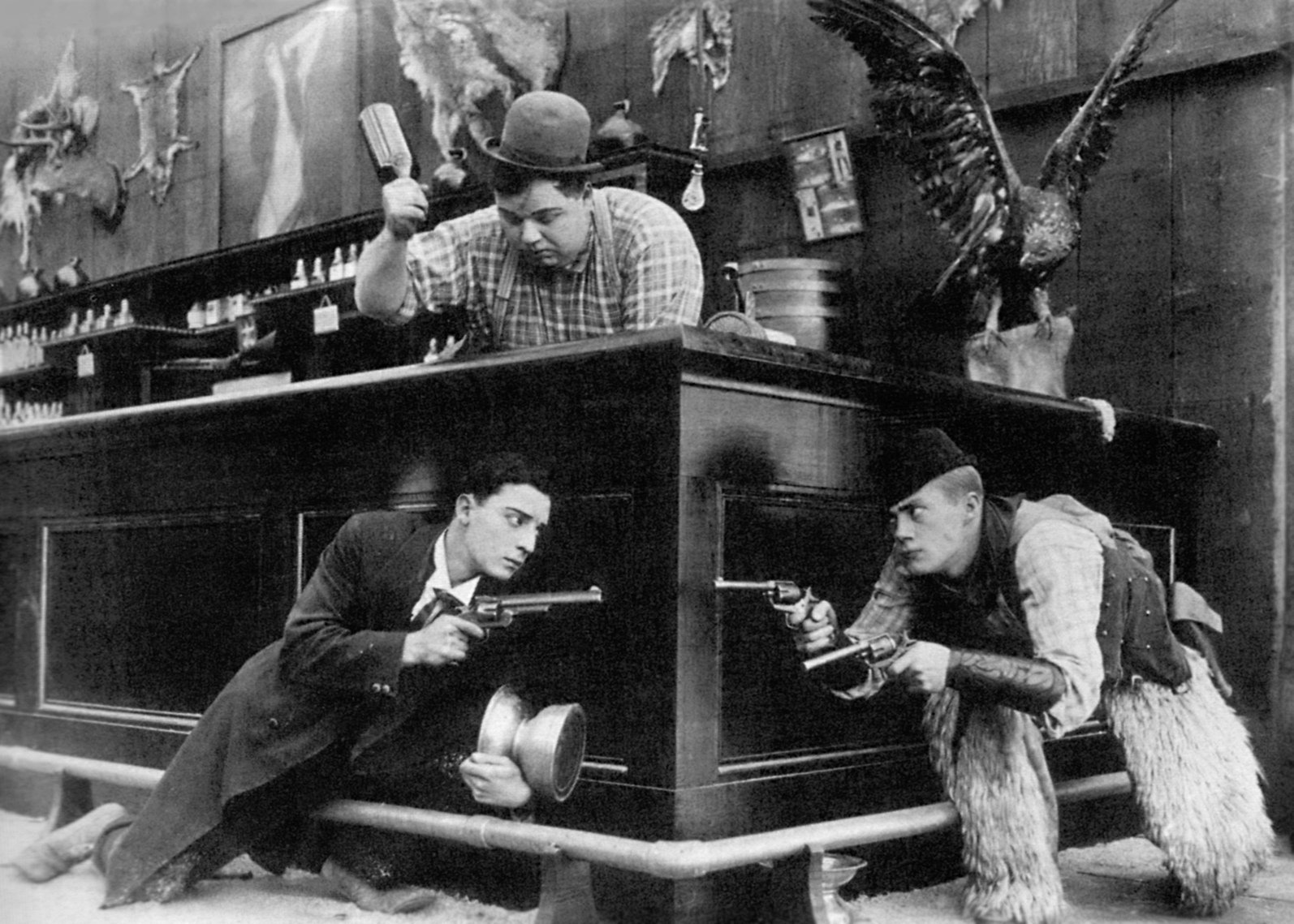 Buster Keaton in a scene from "Out West" (1918).