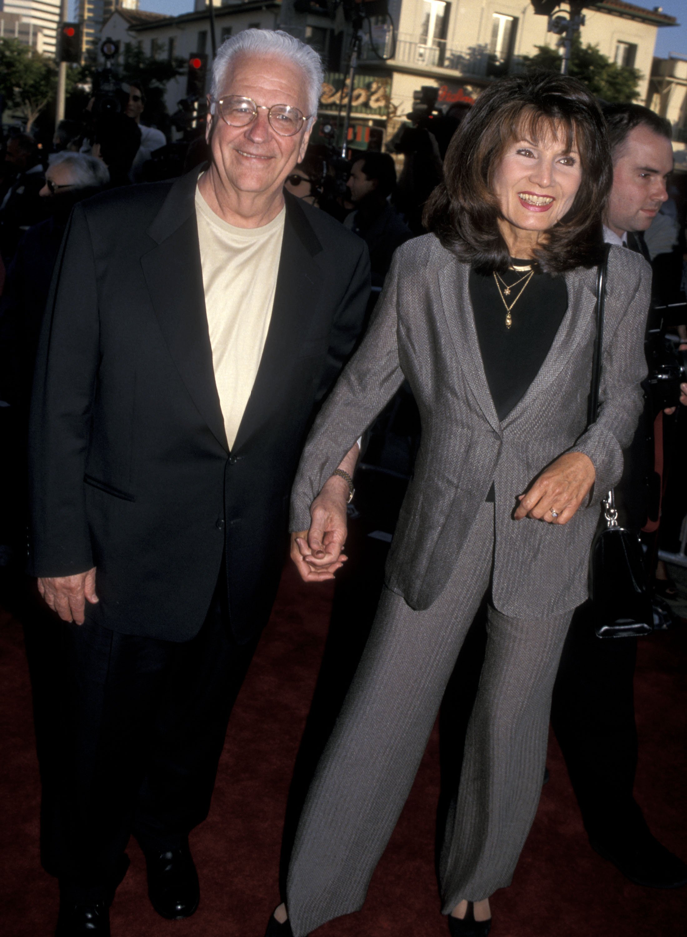 John Bullock and wife Helga Meyer attend the 'Hope Floats' Westwood Premiere on May 27, 1998 in Westwood, California. | Source: Getty Images