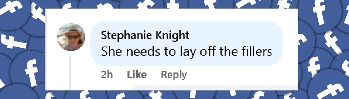 A fan's reaction to Emily Blunt's facial appearance, from a post dated September 1, 2025 | Source: Facebook/RedCarpetFashionAwards