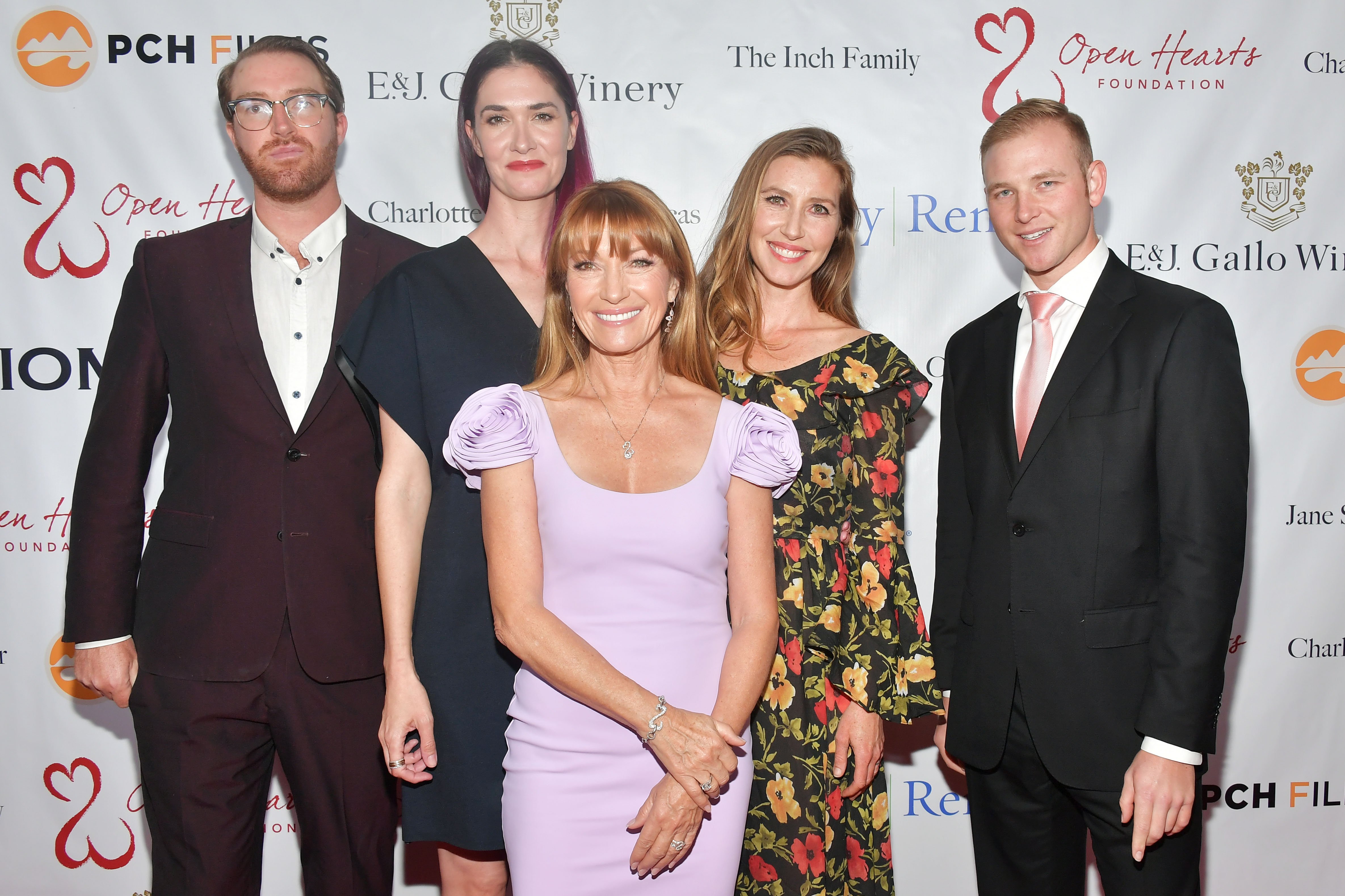 Jane Seymour poses with her children at The Open Hearts Foundation's Open Hearts Gala on February 16, 2019, in Beverly Hills, California | Source: Getty Images
