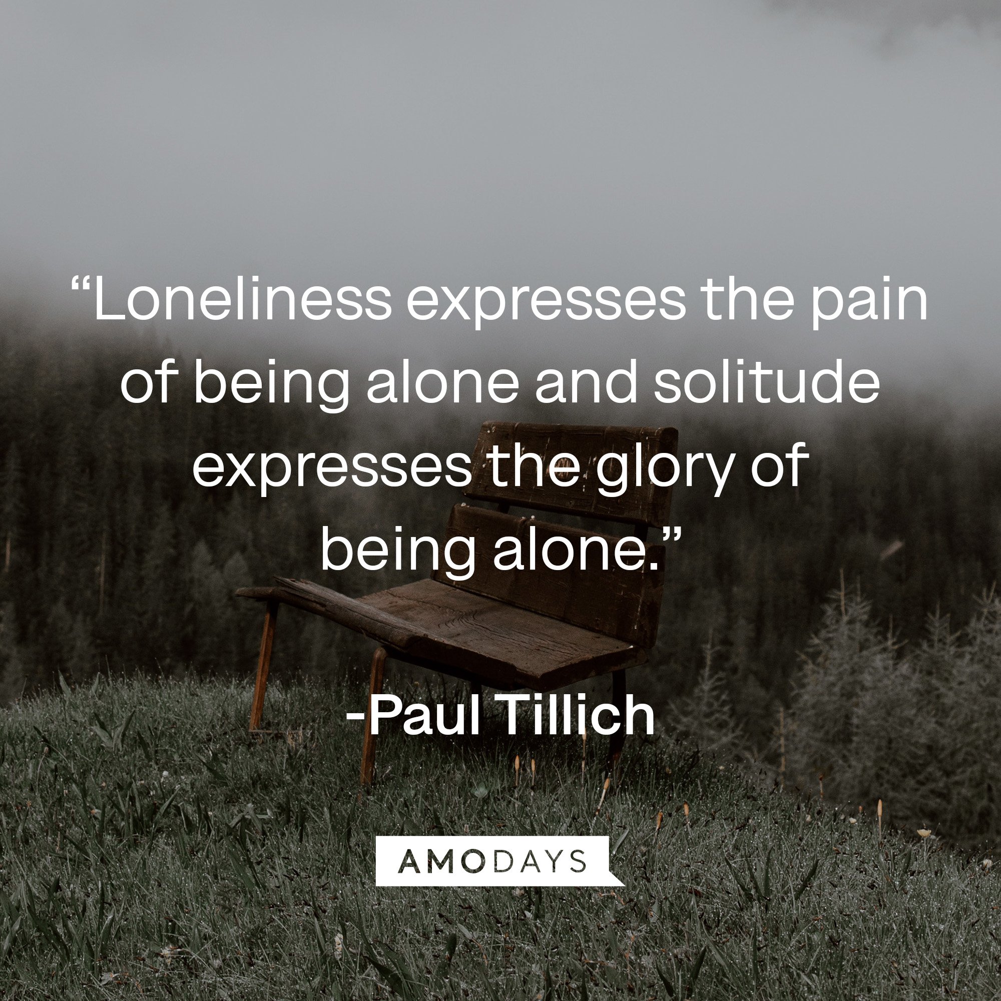 Paul Tillich’s quote: “Loneliness expresses the pain of being alone and solitude expresses the glory of being alone.” | Image: Amodays