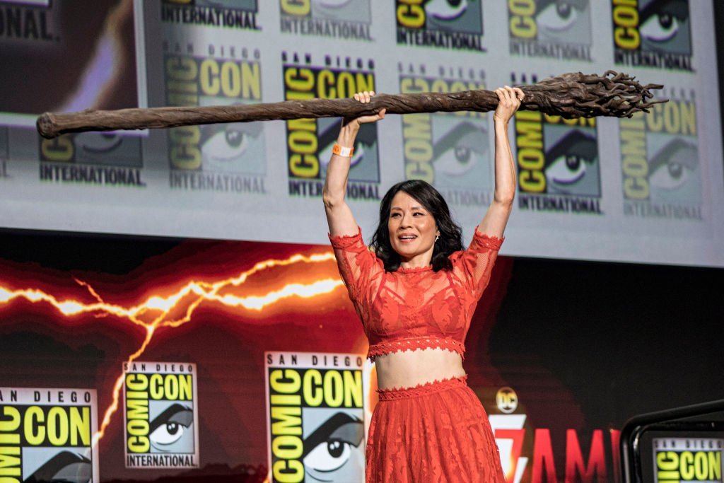 Lucy Liu speaks onstage at the Warner Bros. theatrical session featuring 