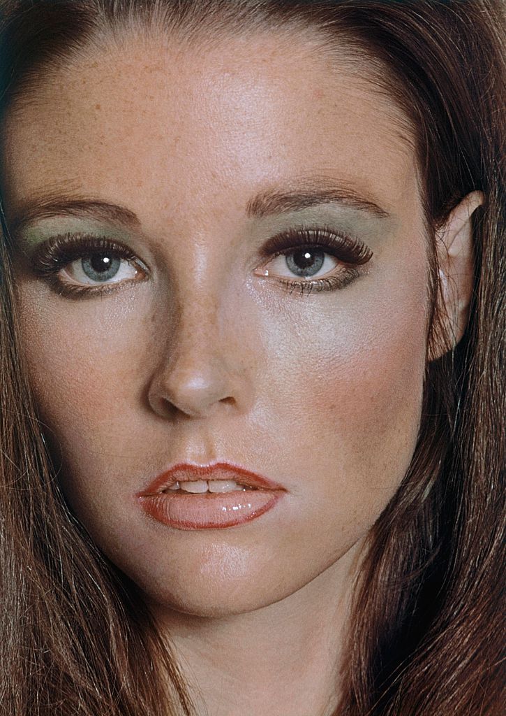 Headshot of model wearing heavy makeup from Glamour magazine, 1968. | Source: Getty Images