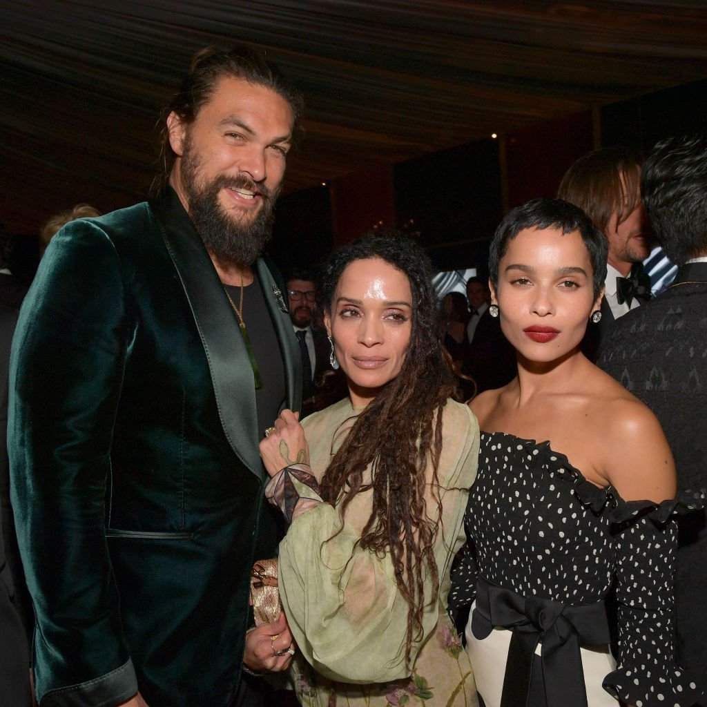 Jason Momoa and Lisa Bonet with Lisa's daughter with Lenny Kravitz, Zoe Kravitz at the 2020 InStyle and Warner Bros. Golden Globes after-party on January 5, 2020. | Photo: Getty Images