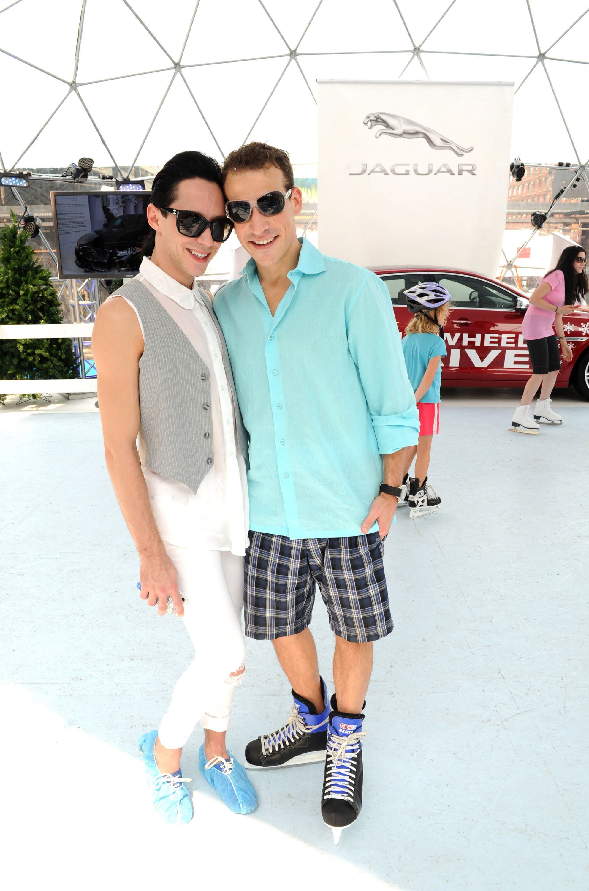 Johnny Weir and Victor Voronov attend the Jaguar Chill NY event in New York City on August 17, 2012 | Source: Getty Images