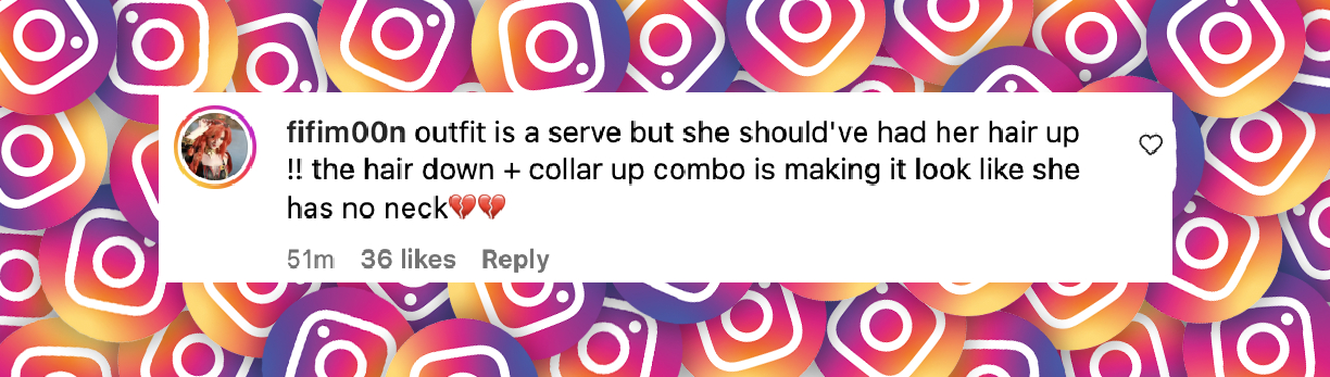 A netizen's comment on Sabrina Carpenter's outfit at the 2025 Met Gala | Source: Instagram/justjared