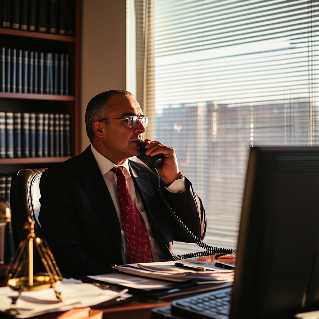 A lawyer talking on the phone | Source: Midjourney