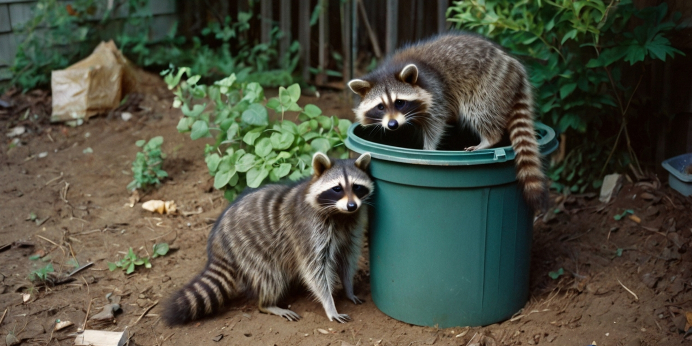 Two raccoons near a trash can | Source: AmoMama