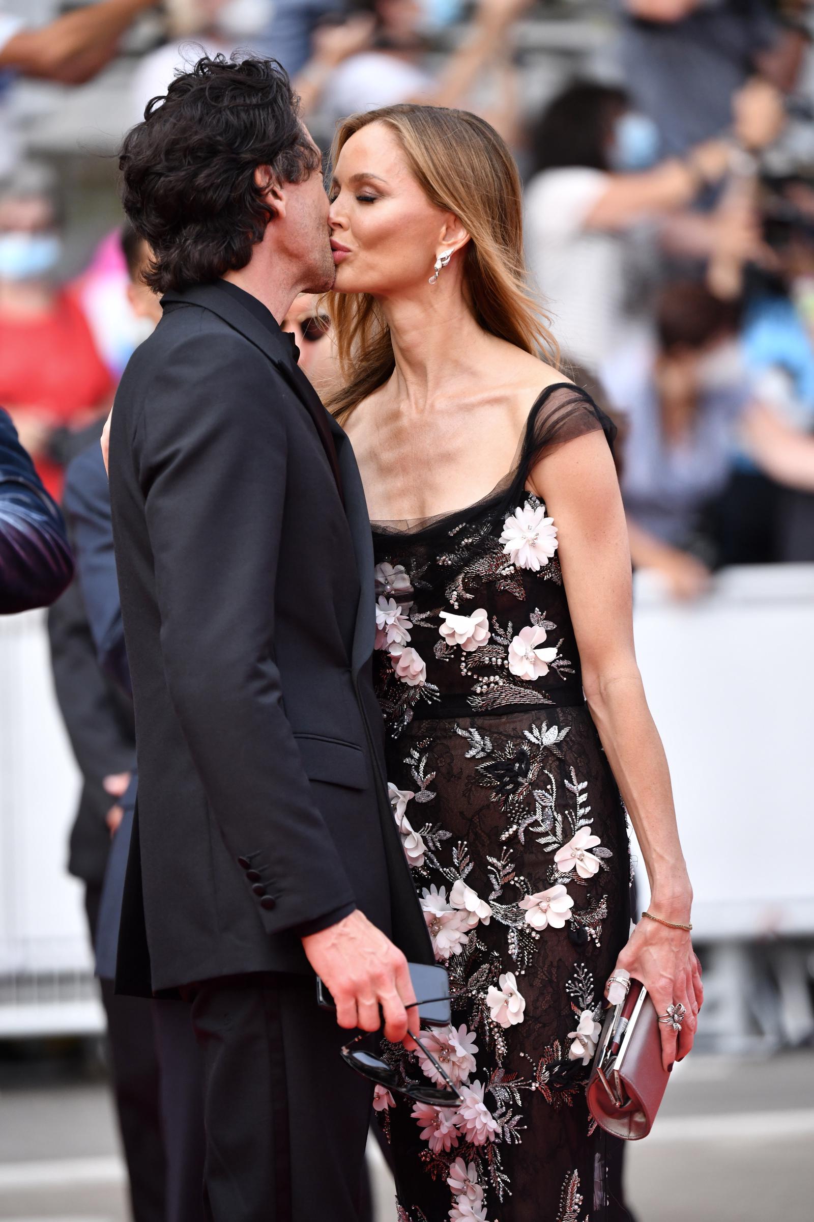 Adrien Brody and Georgina Chapman attend the "The French Dispatch" screening during the 74th annual Cannes Film Festival on July 12, 2021, in Cannes, France. | Source: Getty Images