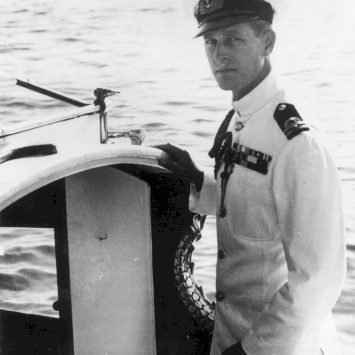 20th October 1949: Prince Philip, Duke of Edinburgh in naval uniform on a boat in Malta. (Photo by Keystone/Getty Images)