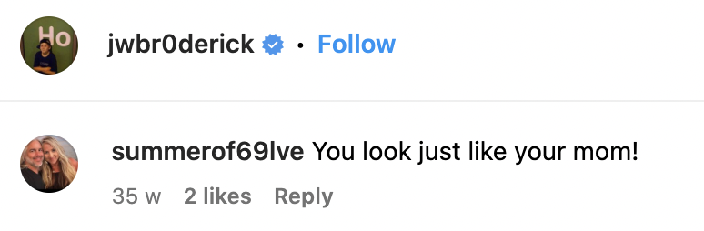A fan's comment on James Wilkie Broderick's Instagram post in June 2023 | Source: Instagram/jwbr0derick