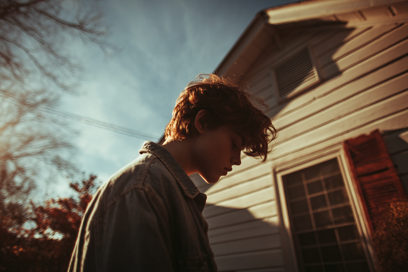 A teen boy standing outdoors | Source: Midjourney