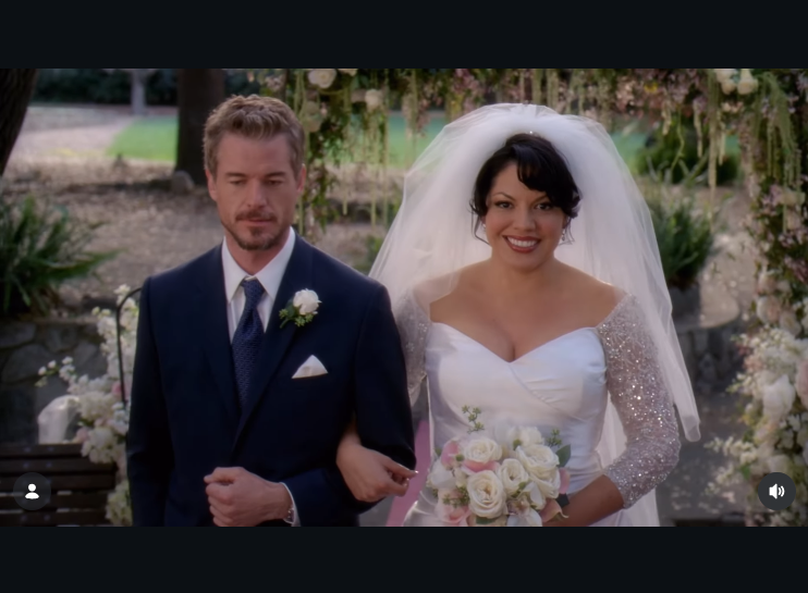Mark Sloan walks Callie Torres down the aisle during her wedding in an emotional ceremony scene. | Source: Instagram/greysabc
