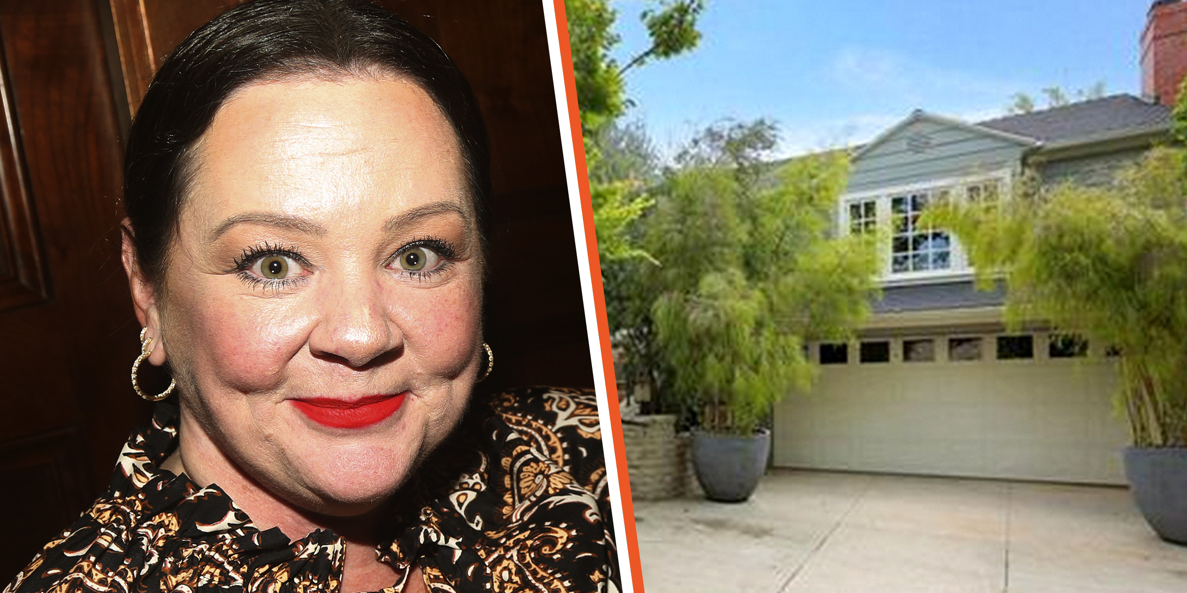 Melissa McCarthy, 2023 | Melissa McCarthy and Ben Falcone's Toluca Lake, California Home, 2018 | Source: Facebook.com/Los Angeles Daily News | Getty Images