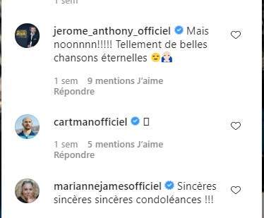 Commentaires des personnalités publiques sur la photo de François Feldman. | Photo : Instagram / François Feldman