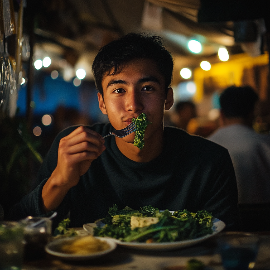 A man eating kales | Source: Midjourney