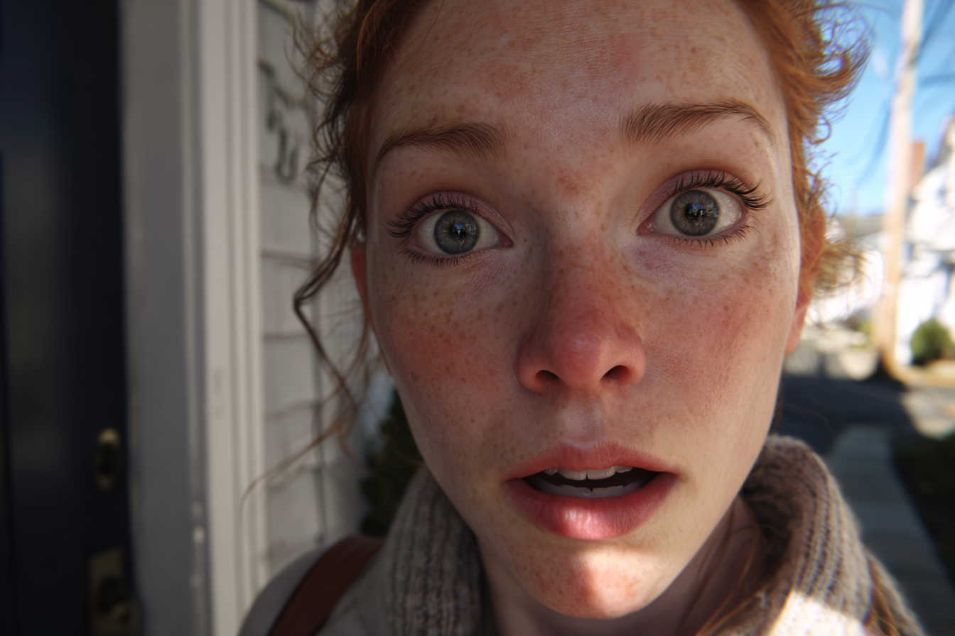 A woman looking straight ahead | Source: Midjourney