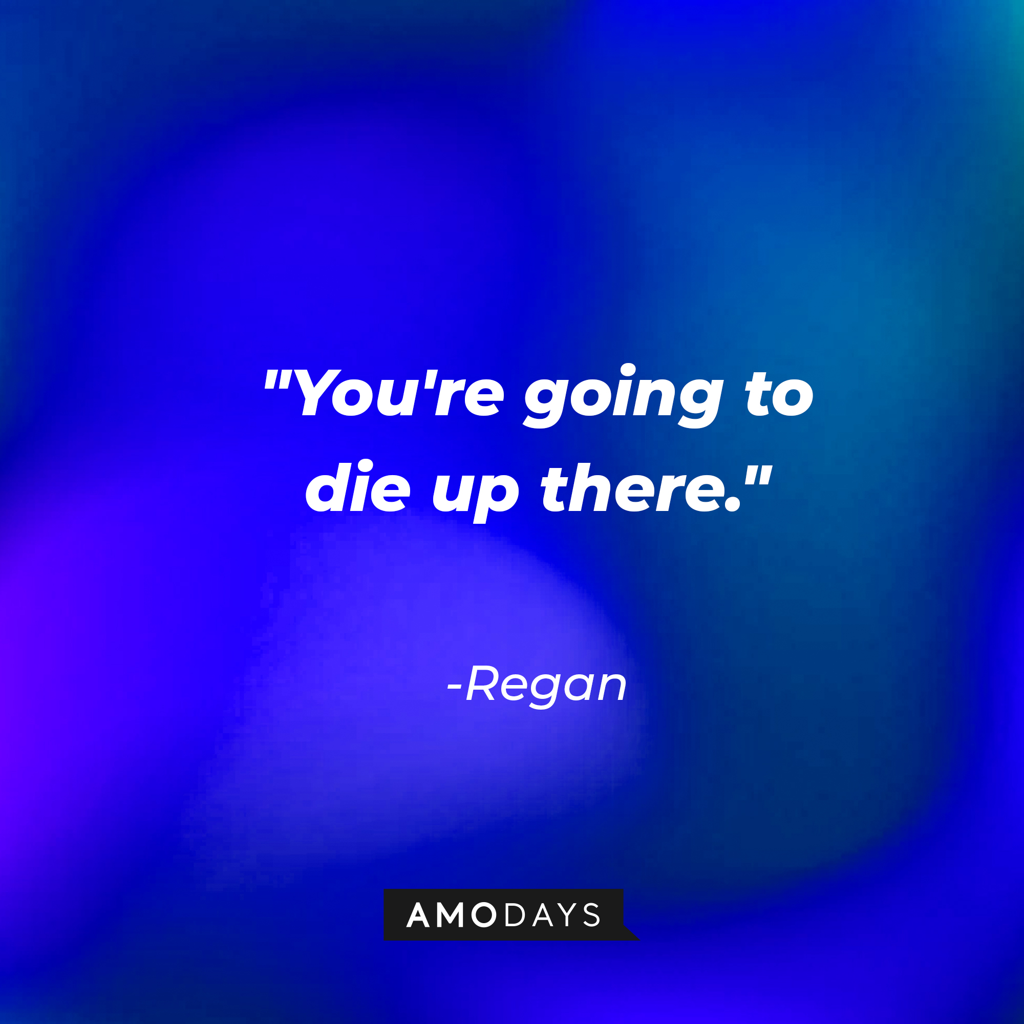 Regan's quote: "You're going to die up there." | Source: AmoDAys
