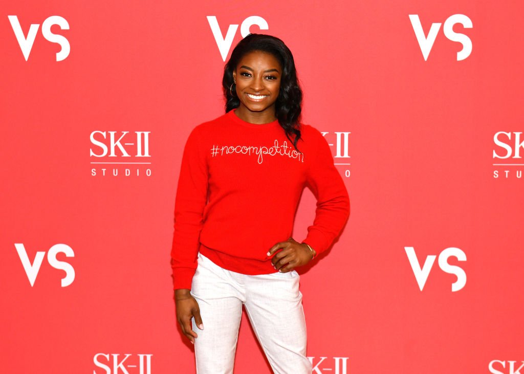 Simone Biles at an appearance to reveal the teaser film For “Beauty Is #NOCOMPETITION” at Crosby Street Hotel on March 04, 2020 in New York City.| Source: Getty Images