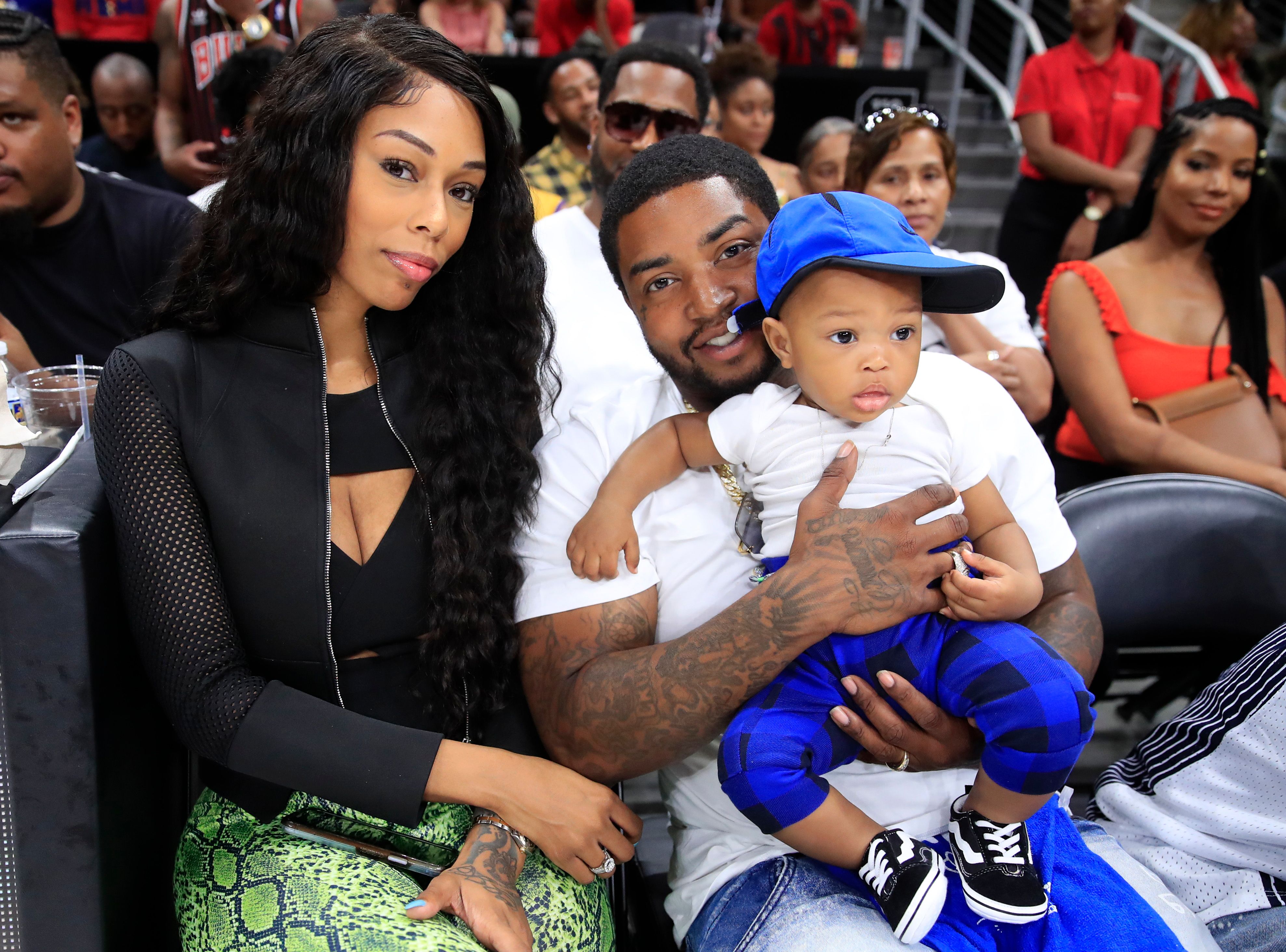 Bambi, Lil Scrappy, and Breland during the game between Power and Trilogy during week three of the BIG3 three on three basketball league at State Farm Arena on July 07, 2019 in Atlanta, Georgia. | Source: Getty Images