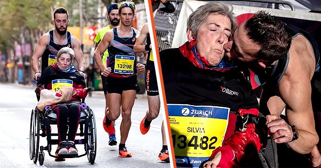 Eric Domingo Roldan pushing his mom, Silvia, during a marathon. | Source: instagram.com/eeriic