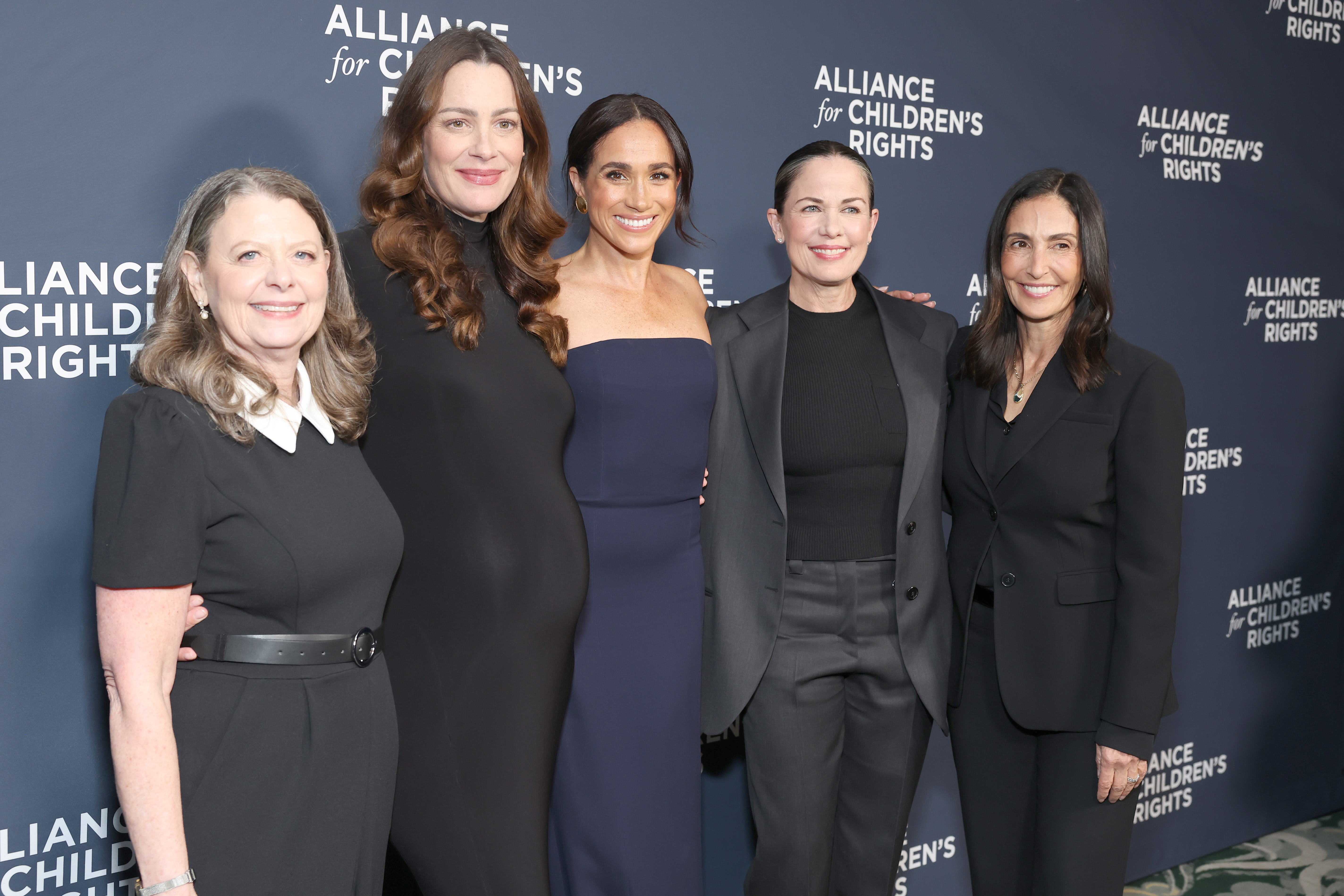 (L-R) Jennifer L. Braun, Kelly McKee Zajfen, Meghan Duchess of Sussex, Katherine Pope and Leslie Gilbert-Lurie attend The Alliance for Children's Rights 34th Annual Champions for Children at Beverly Wilshire, A Four Seasons Hotel on 19 March 2026 in Beverly Hills, California. | Source: Getty Images