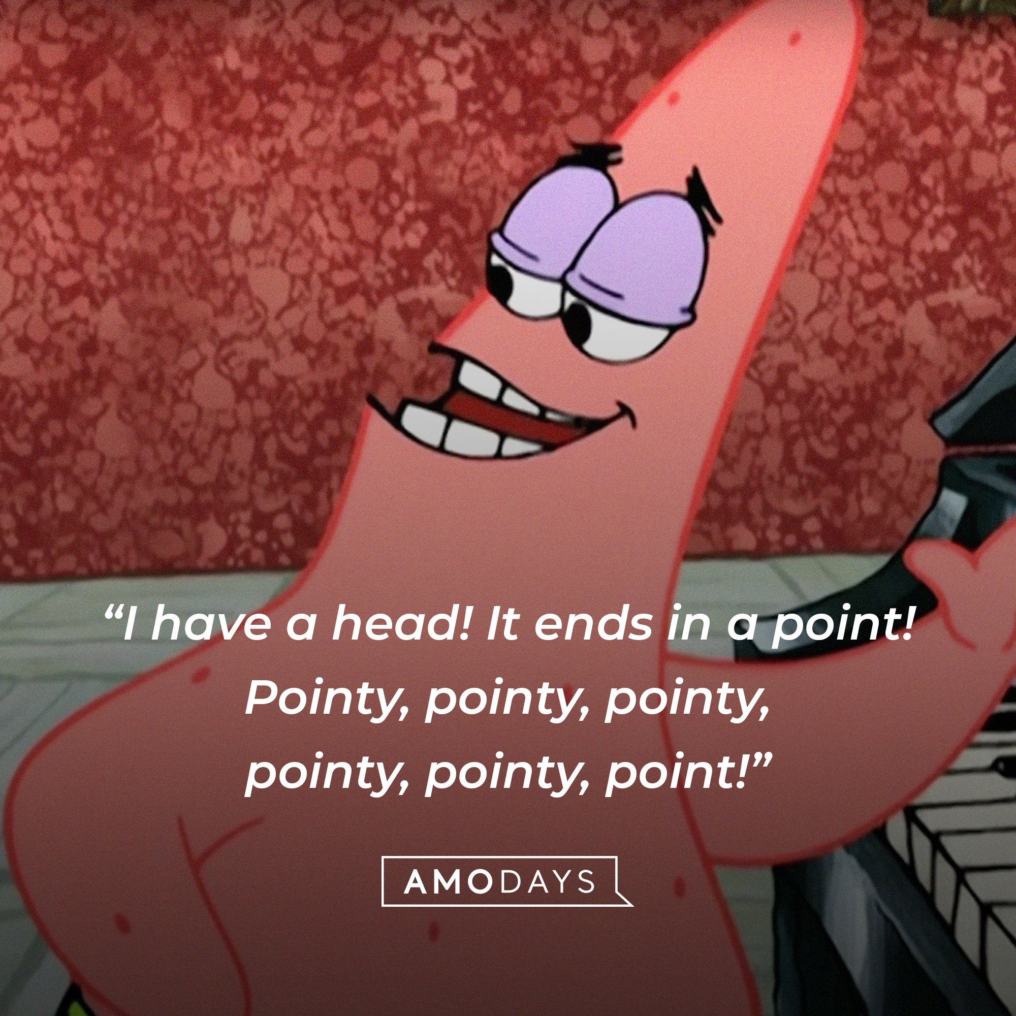 Patrick Star’s quote: “I have a head! It ends in a point! Pointy, pointy, pointy, pointy, pointy, point!” | Image: AmoDays