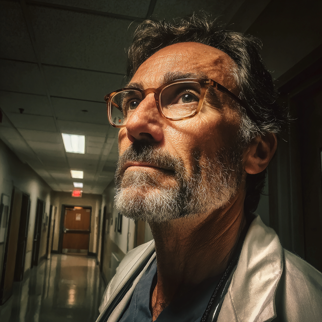 A doctor wearing navy scrubs | Source: Midjourney