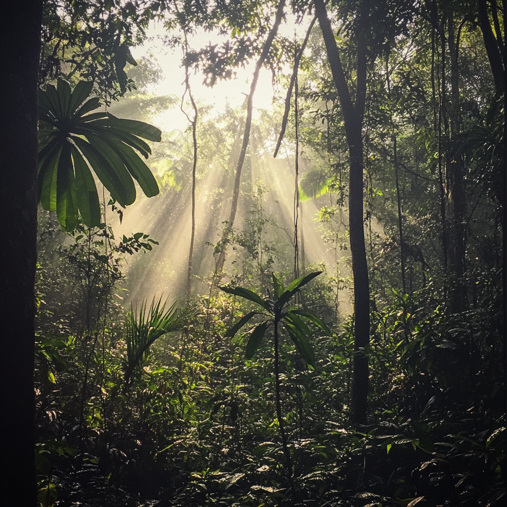 An imagined dense jungle of the Amazon | Source: Midjourney